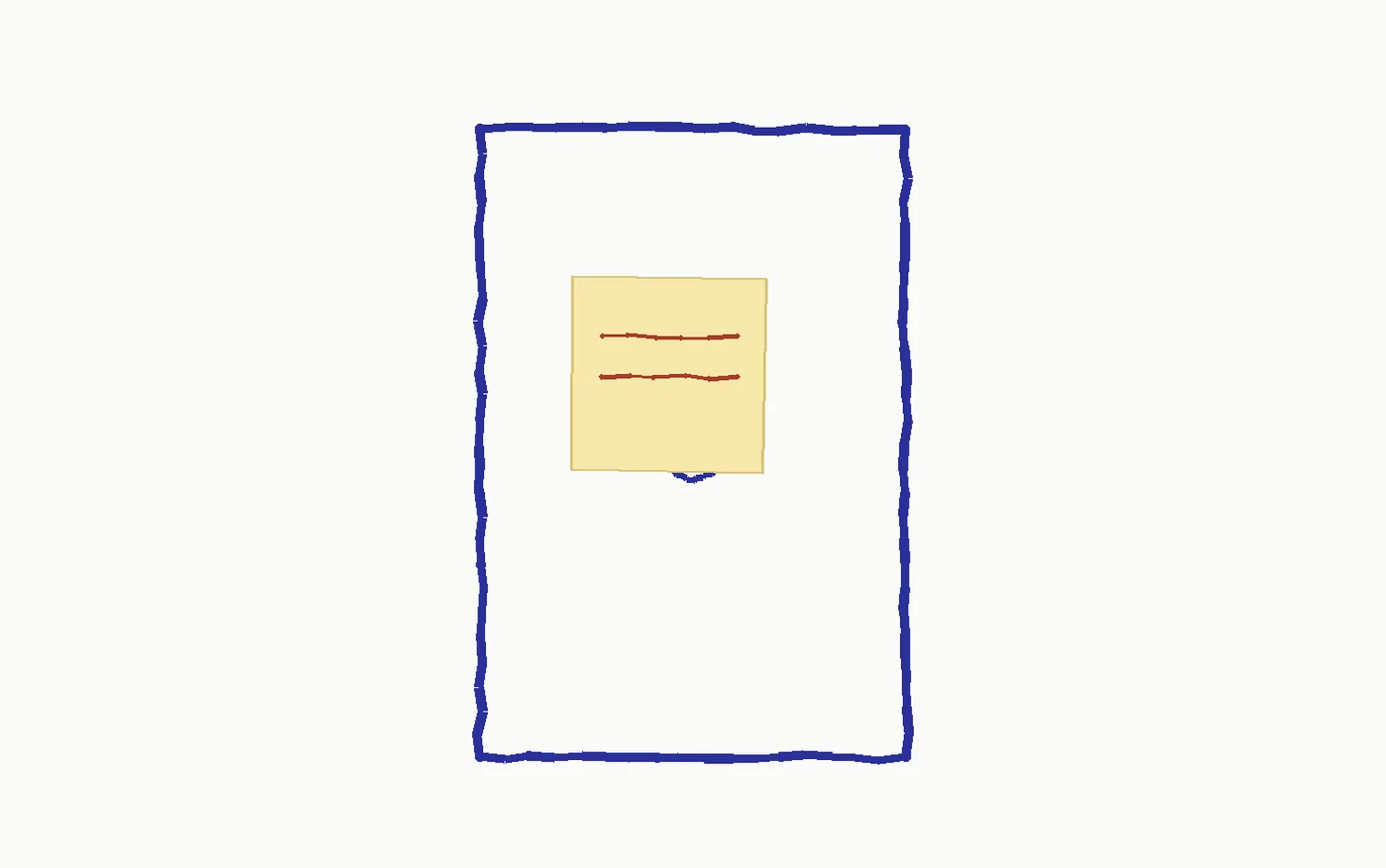 Marker drawing of one sticky note with an expiry date stuck to a meeting-room door